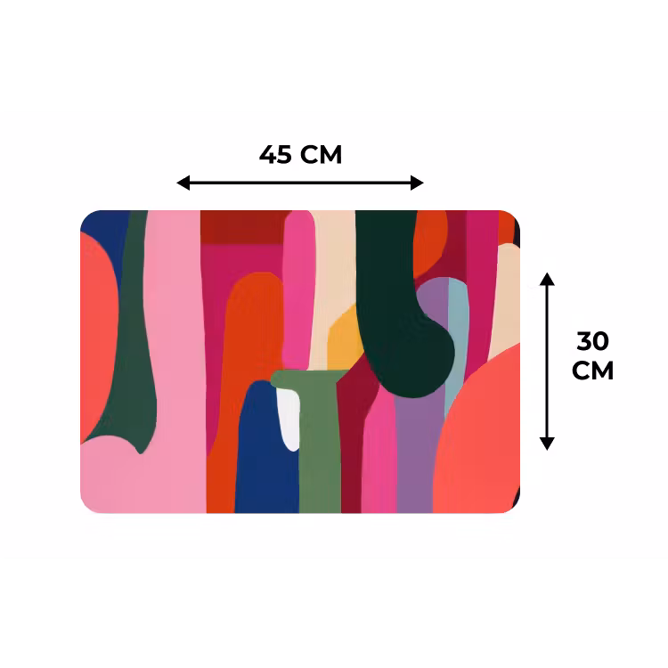 Kleurvakken - Recht - Rond - Abstract Placemat vinyl groot -specs