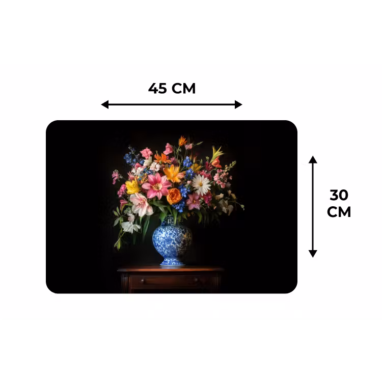 Kleur - Vaas - Bloemen - Boeket Placemat vinyl groot -specs