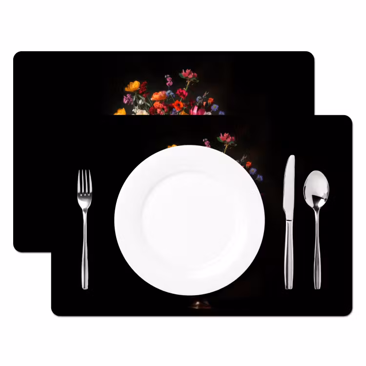 Kleurrijk - Boeket - Vaas - Donkerbruin Placemat vinyl groot -zzsfeer2_Kitchenyeah-website