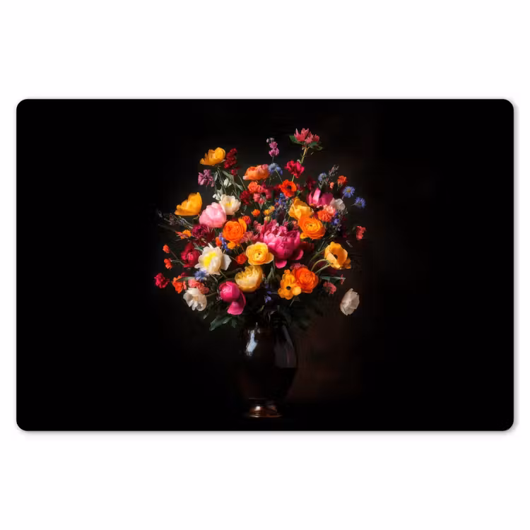 Kleurrijk - Boeket - Vaas - Donkerbruin Placemat vinyl groot -zzsfeer1_Kitchenyeah-website