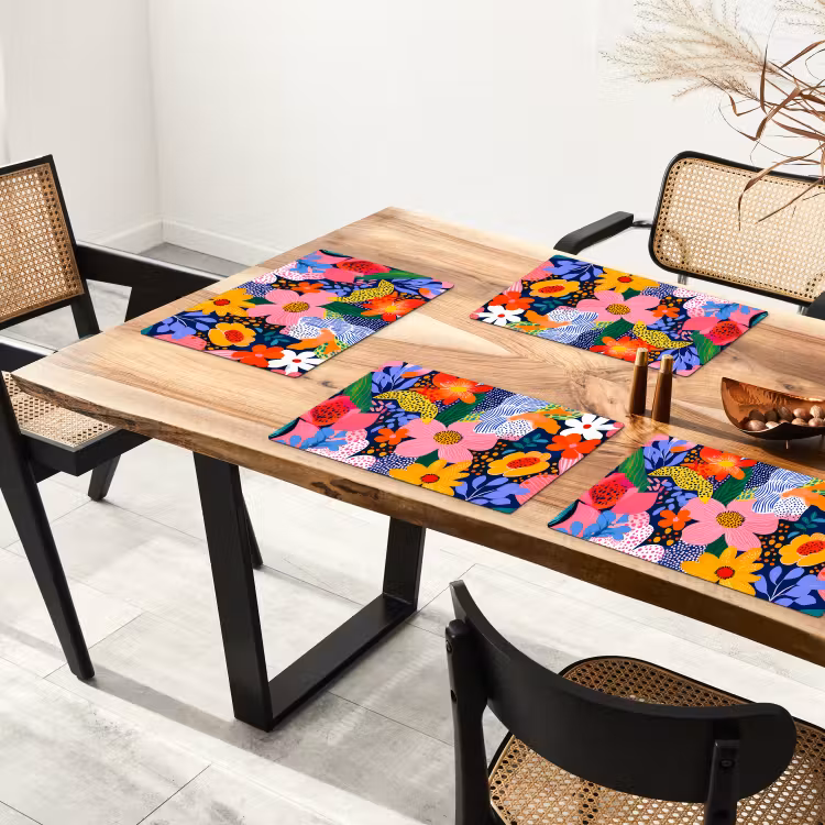Kleurrijk - Bloemen - Abstract - Stippen Placemat vinyl groot -zzsfeer4_Kitchenyeah-website
