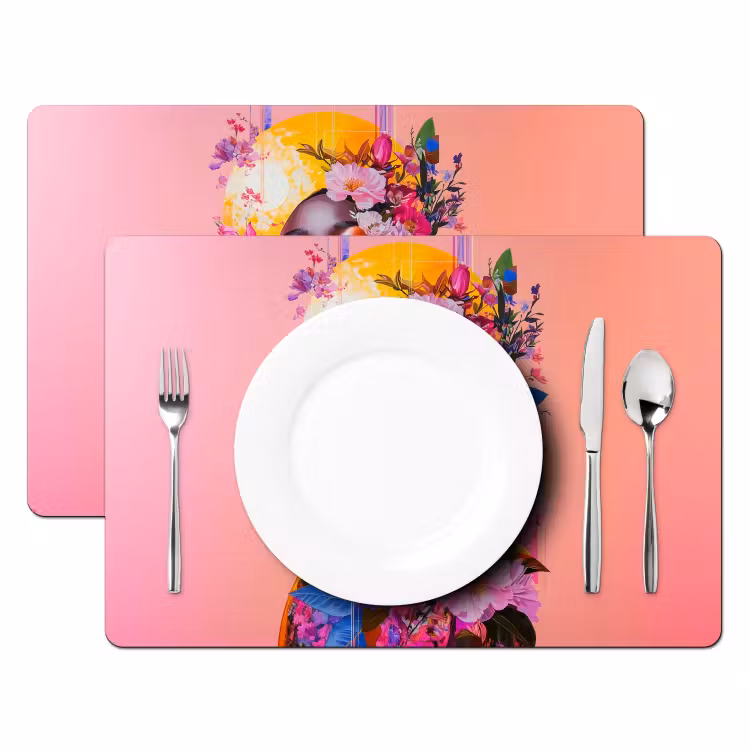 Kleurrijk - Bloemen - Vrouw - Zon Placemat vinyl groot -zzsfeer2_Kitchenyeah-website