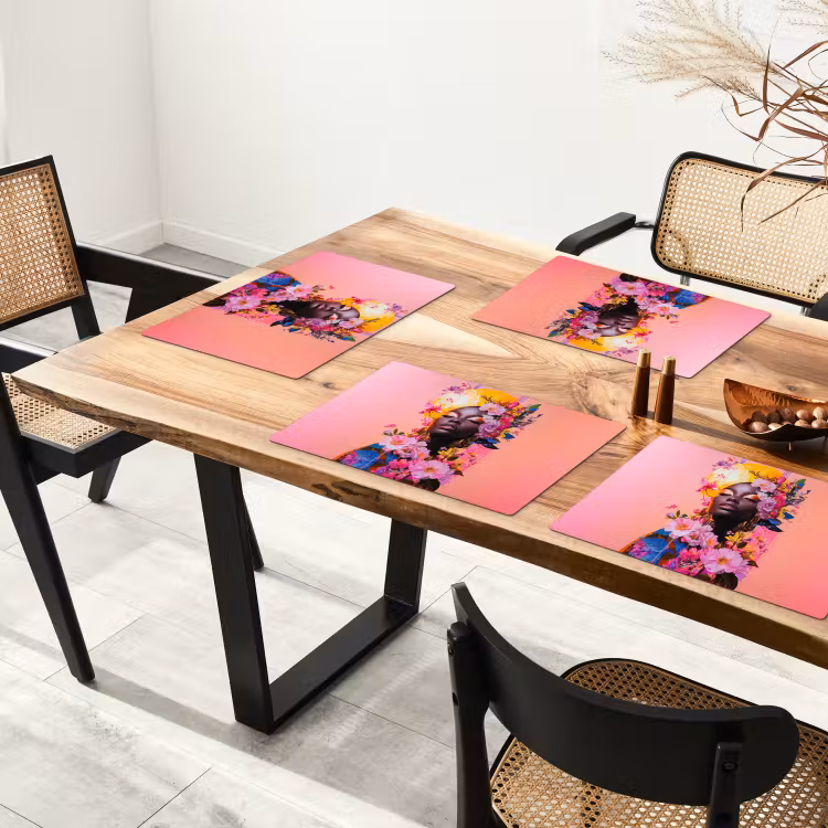 Kleurrijk - Bloemen - Vrouw - Zon Placemat vinyl groot -zzsfeer4_Kitchenyeah-website