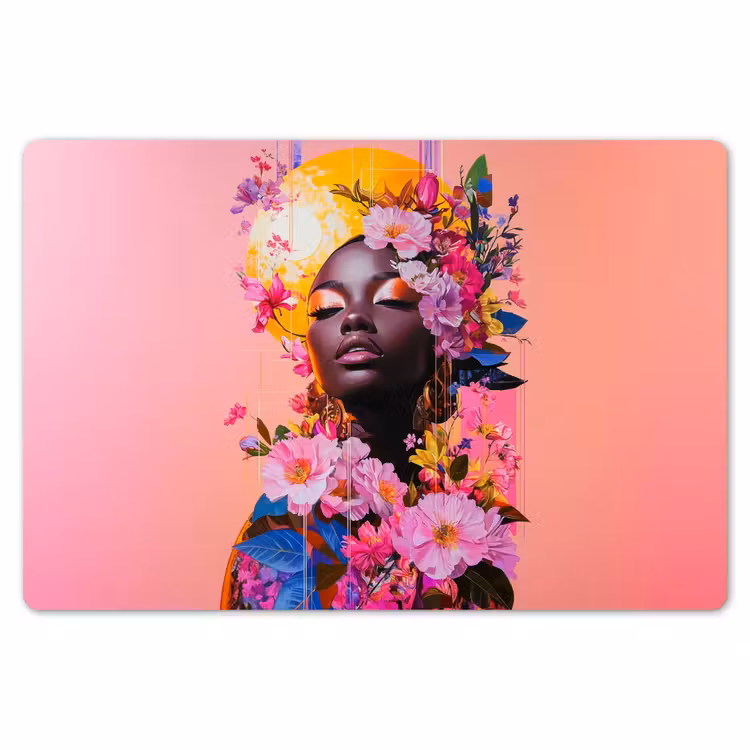 Kleurrijk - Bloemen - Vrouw - Zon Placemat vinyl groot -zzsfeer1_Kitchenyeah-website