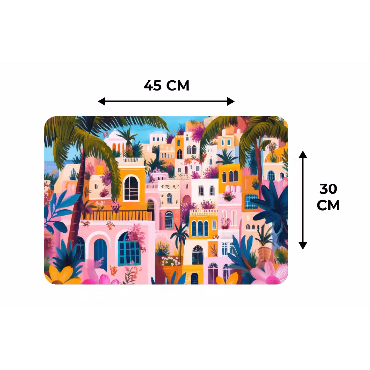 Kleurrijk - Roze - Oranje - Geel - Bloemen Placemat vinyl groot -specs