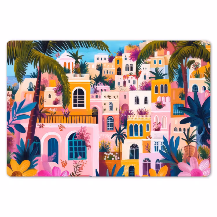 Kleurrijk - Roze - Oranje - Geel - Bloemen Placemat vinyl groot -zzsfeer1_Kitchenyeah-website