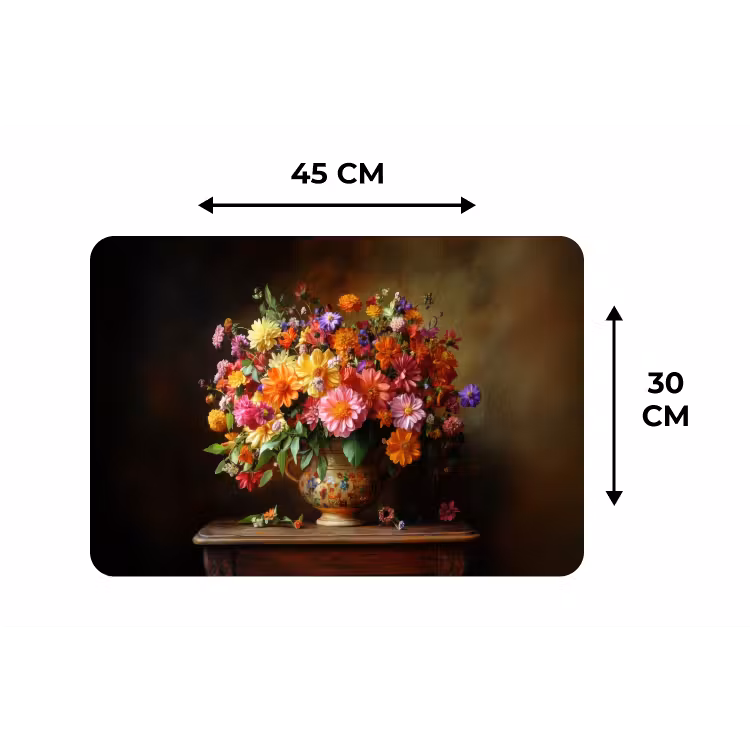 Kleuren - Boeket - Vaas - Hout Placemat vinyl groot -specs