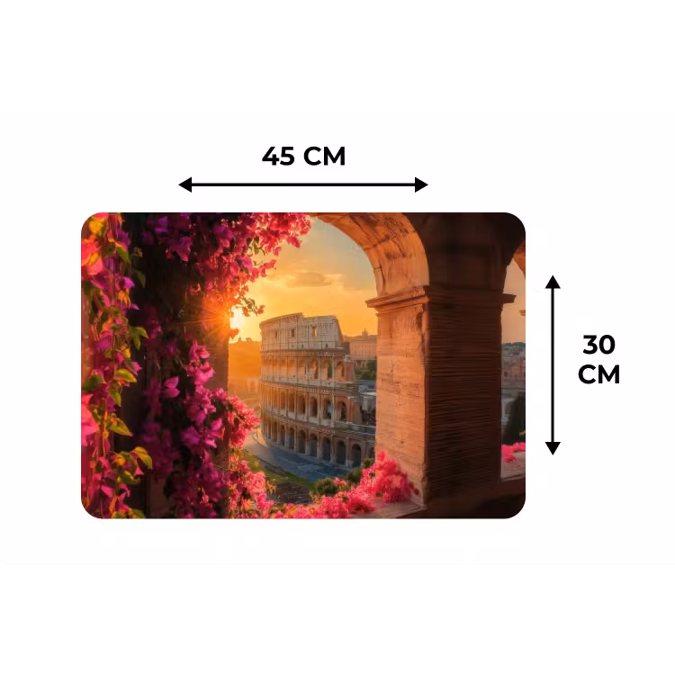 Colosseum - Rome - Roze Bloemen Placemat vinyl groot -specs