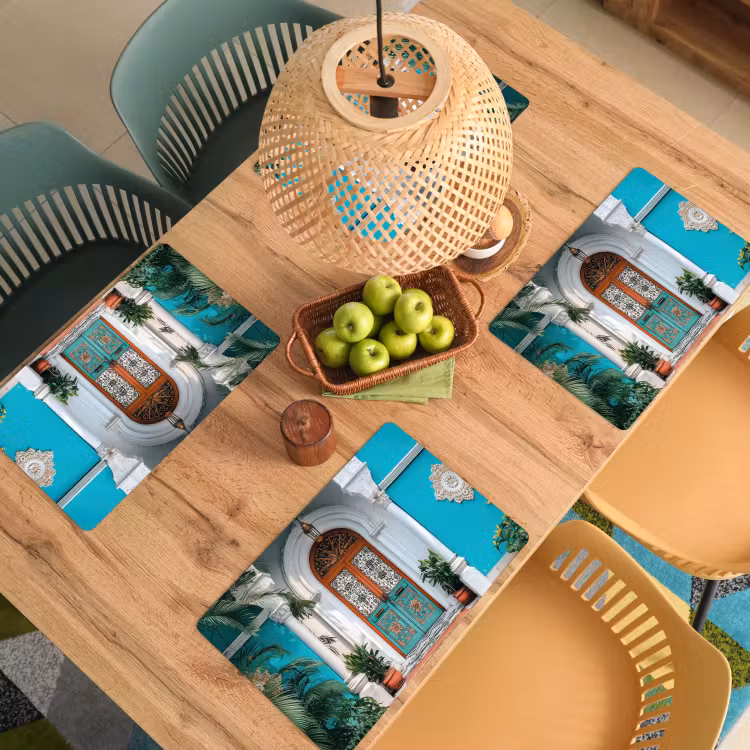 Zuilen - Sierlijke - Deur - Blauw Placemat vinyl groot -zzsfeer5_Kitchenyeah-website