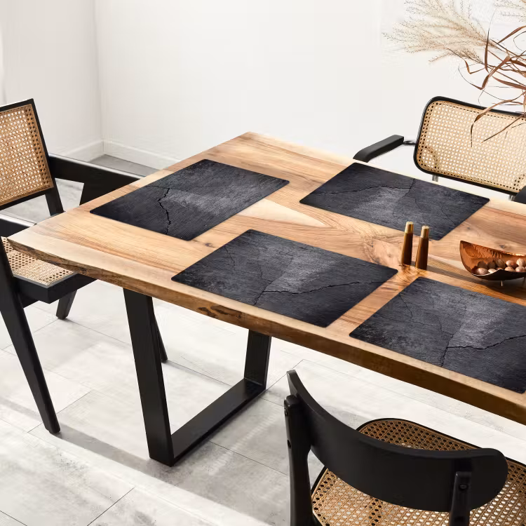 Beton - Zwart - Scheur Placemat vinyl groot -zzsfeer4_Kitchenyeah-website