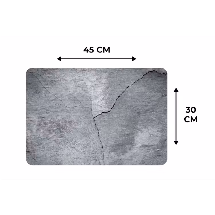 Beton - Grijs - Scheur Placemat vinyl groot -specs