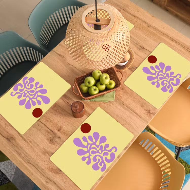 Koraal - Cirkel - Abstract - Geel Placemat vinyl groot -zzsfeer5_Kitchenyeah-website