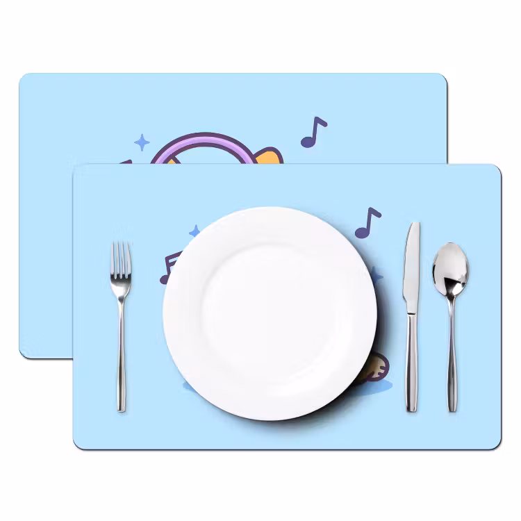 Corgi - Koptelefoon - Blauw - Muzieknoten Placemat vinyl groot -zzsfeer2_Kitchenyeah-website