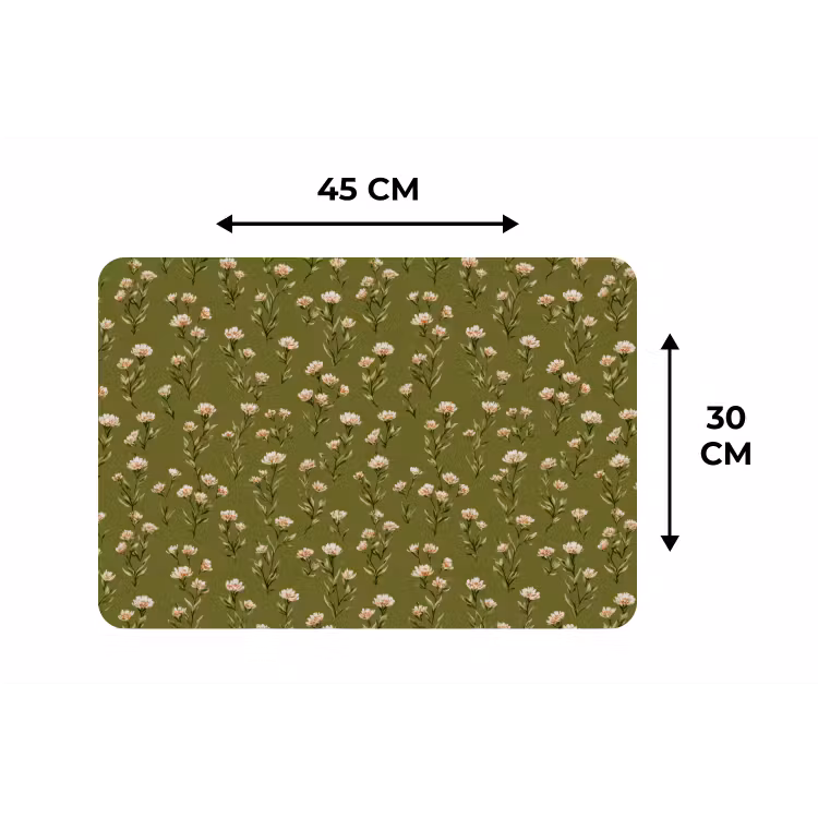 Landelijk - Bloemen -  Groen Placemat vinyl groot 368 -specs