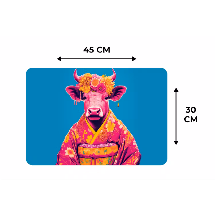 Koe - Bloemenkrans - Oorhangers - Kimono Placemat vinyl groot -specs