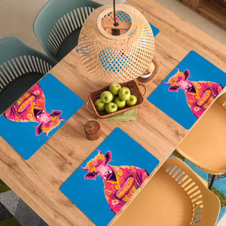 Koe - Bloemenkrans - Oorhangers - Kimono Placemat vinyl groot -zzsfeer5_Kitchenyeah-website