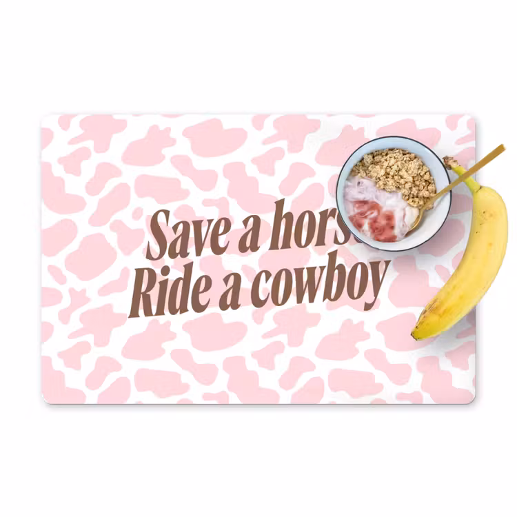 Koeienprint - Roze - Cowboy - Horse Placemat vinyl groot -zzzproduct_Kitchenyeah-website
