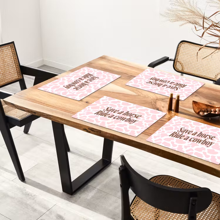 Koeienprint - Roze - Cowboy - Horse Placemat vinyl groot -zzsfeer4_Kitchenyeah-website