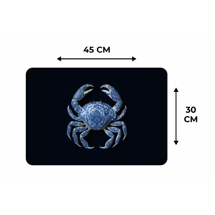 Krab - Delfts blauw - Dieren Placemat vinyl groot -specs