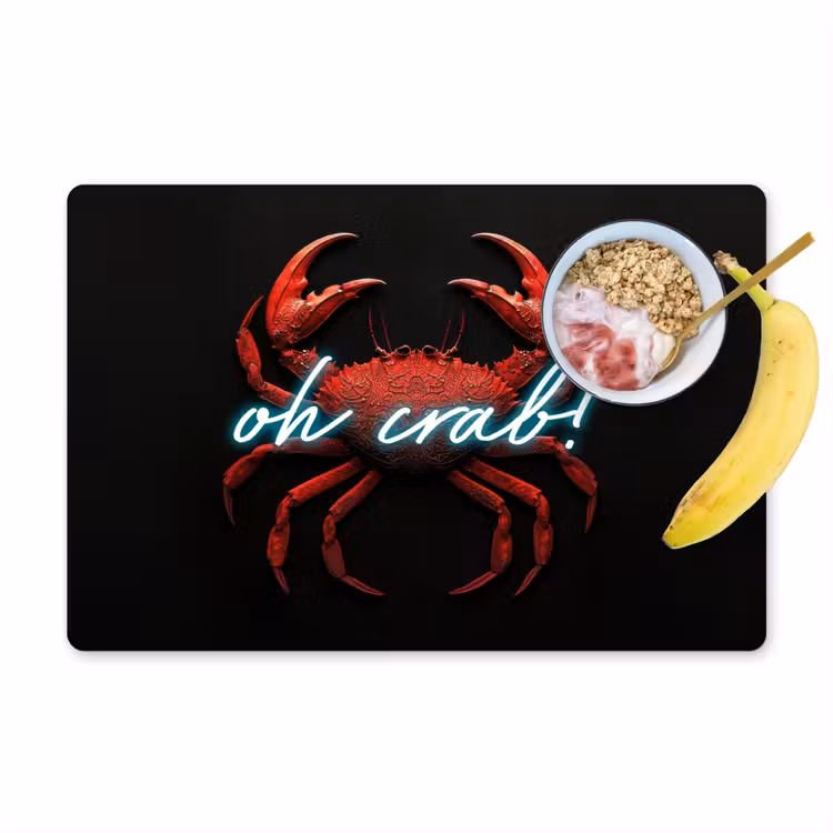 Krab - Rood - Neon - Quote Placemat vinyl groot -zzzproduct_Kitchenyeah-website