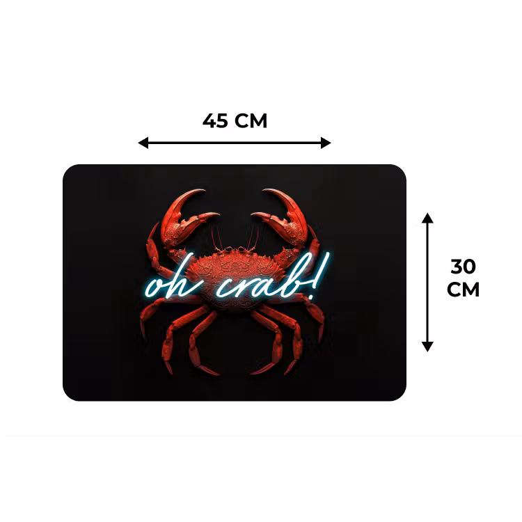Krab - Rood - Neon - Quote Placemat vinyl groot -specs