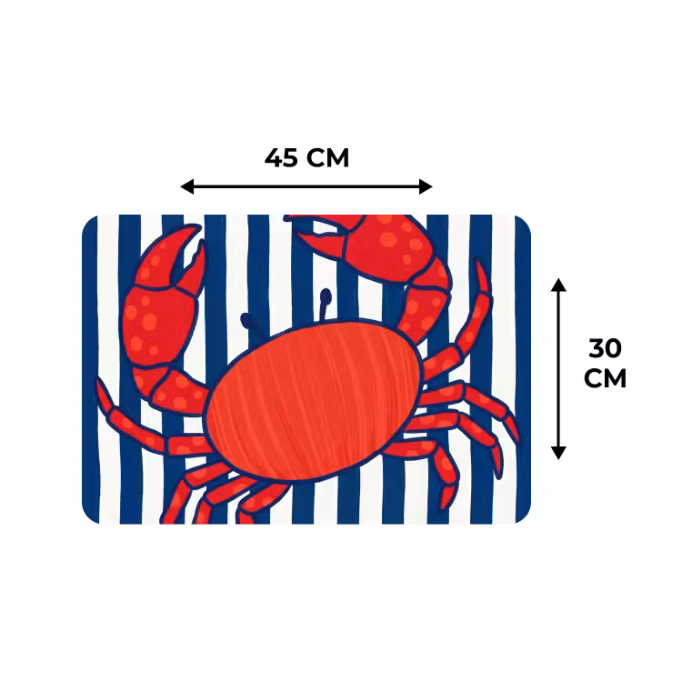 Krab - Strepen - Zeeleven - Illustratie - Rood Placemat vinyl groot -specs
