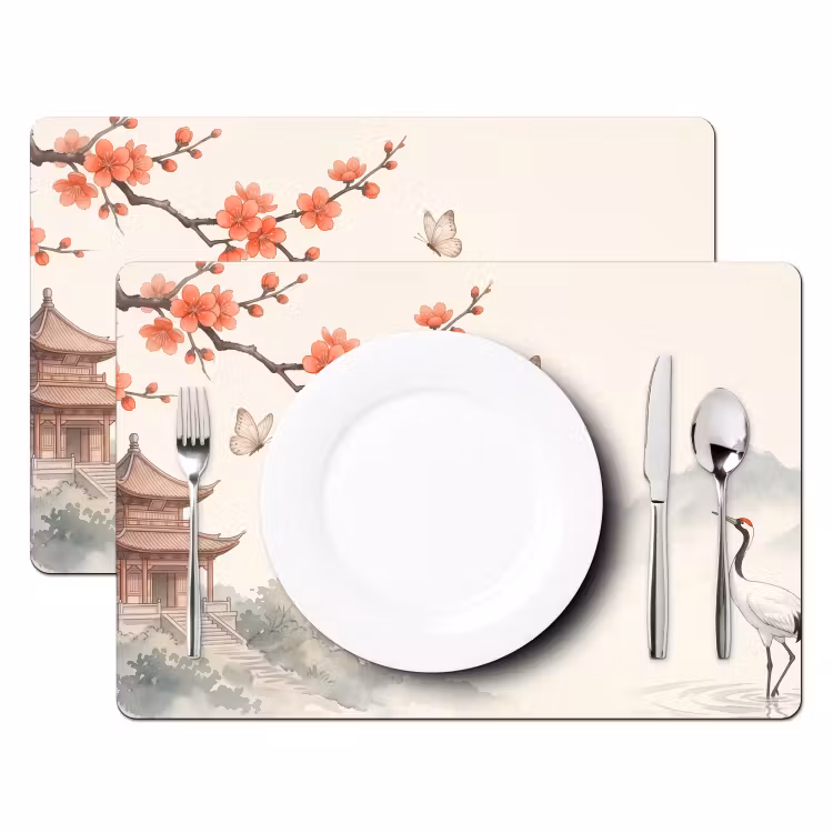 Kraanvogel - Azië - Klassiek Placemat vinyl groot -zzsfeer2_Kitchenyeah-website