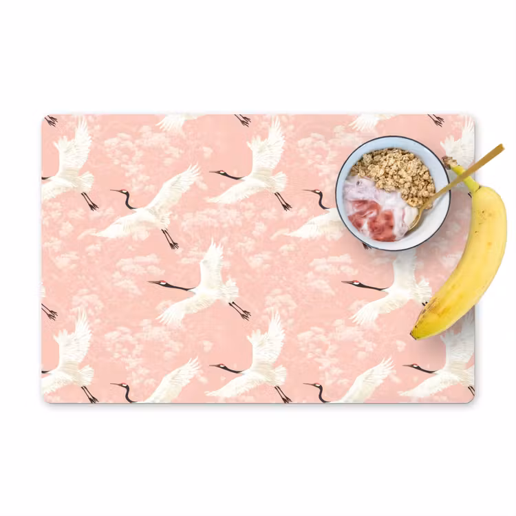 Kraanvogels - Bloesem - Roze Placemat vinyl groot 368 -zzzproduct_Kitchenyeah-website