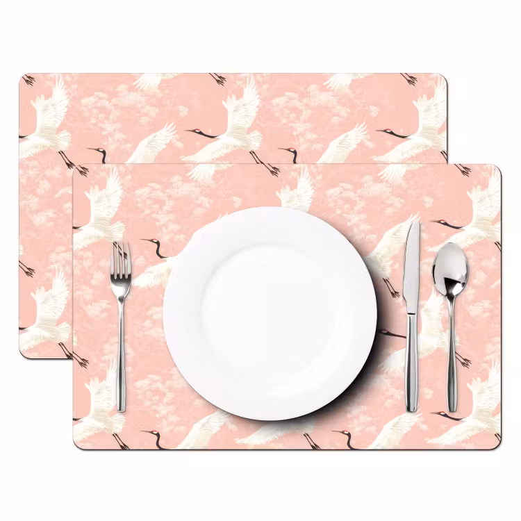 Kraanvogels - Bloesem - Roze Placemat vinyl groot 368 -zzsfeer2_Kitchenyeah-website