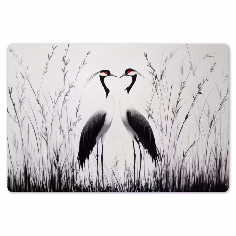 Kraanvogels - Gras - Hartvorm - Zwart Placemat vinyl groot -zzsfeer1_Kitchenyeah-website