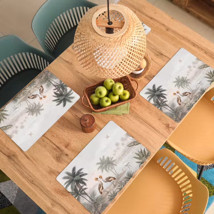 Kraanvogels - Palmbomen - Tropisch Placemat vinyl groot -zzsfeer5_Kitchenyeah-website