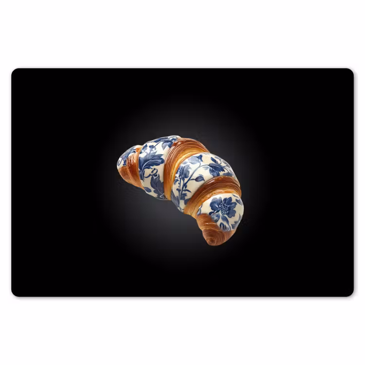 Croissant - Bloemenpatroon - Delftsblauw Placemat vinyl groot -zzsfeer1_Kitchenyeah-website