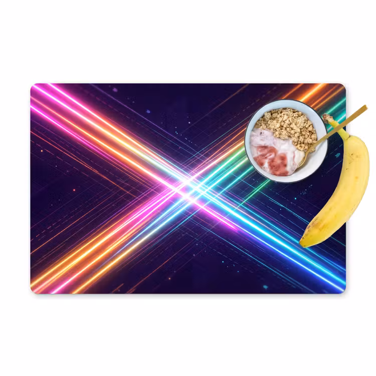Kruisen - Lasterstralen - Neon Placemat vinyl groot -zzzproduct_Kitchenyeah-website