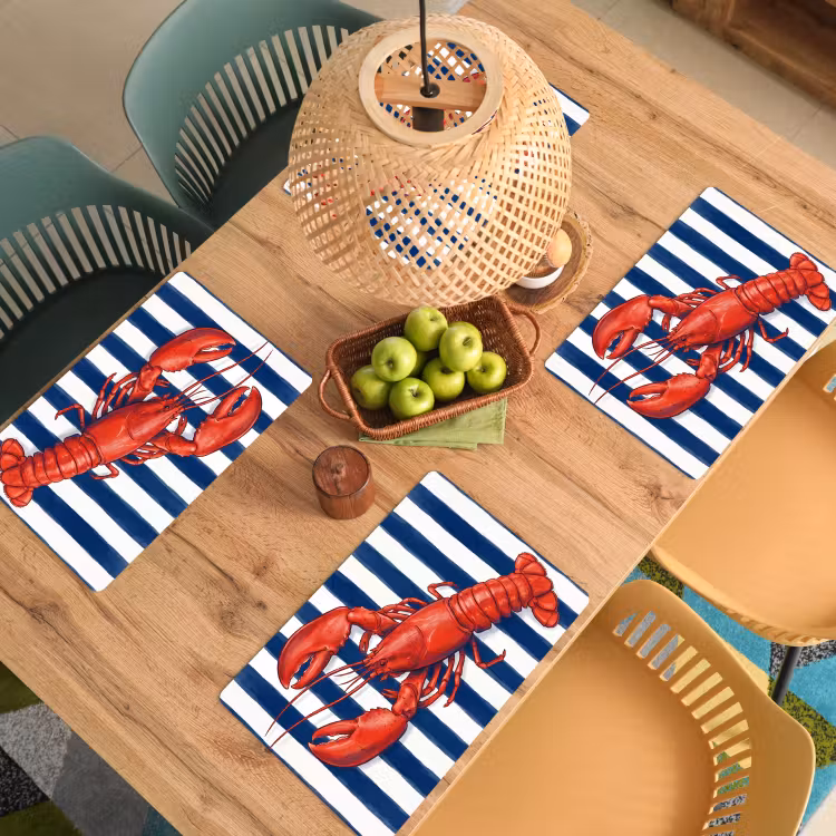 Schaaldier - Kreeft - Marine - Illustratie - Rood Placemat vinyl groot -zzsfeer5_Kitchenyeah-website