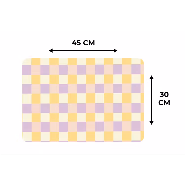 Blokjes - Lila - Geel Placemat vinyl groot 368 -specs