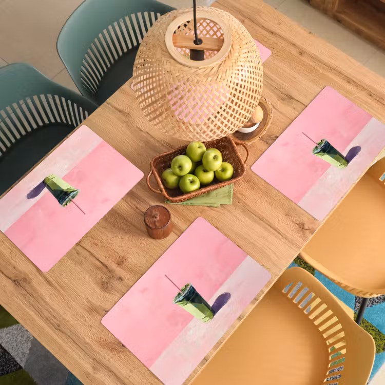 Beker - Rietje - Minimalistisch - Groen Placemat vinyl groot -zzsfeer5_Kitchenyeah-website