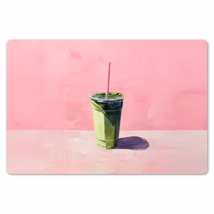 Beker - Rietje - Minimalistisch - Groen Placemat vinyl groot -zzsfeer1_Kitchenyeah-website