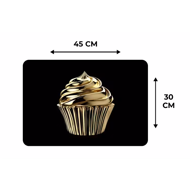 Cupcake - Eten - Goud - Zwart Placemat vinyl groot -specs