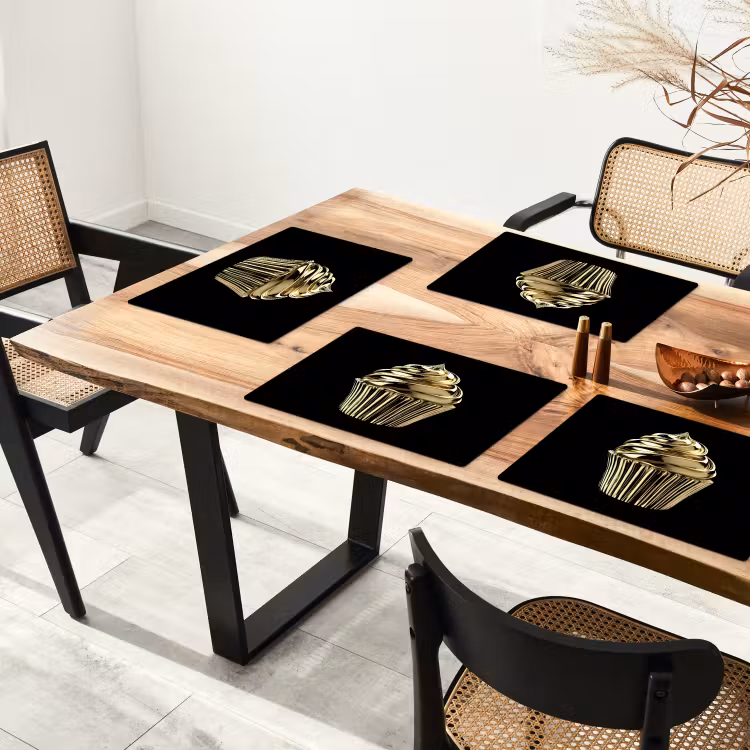 Cupcake - Eten - Goud - Zwart Placemat vinyl groot -zzsfeer4_Kitchenyeah-website