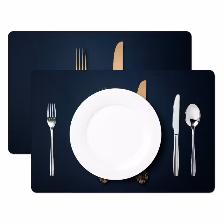 Bestek - Donkerblauw - Goud Placemat vinyl groot -zzsfeer2_Kitchenyeah-website
