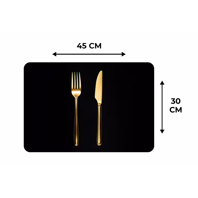 Bestek - Goud - Mes - Vork Placemat vinyl groot -specs