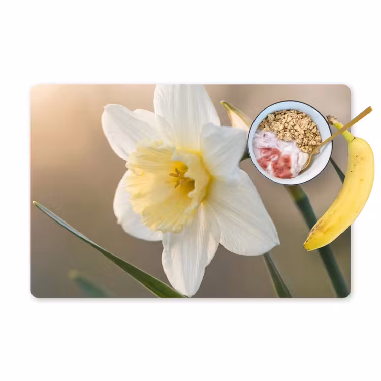 Narcis - Bloem - Minimalistisch Placemat vinyl groot -zzzproduct_Kitchenyeah-website