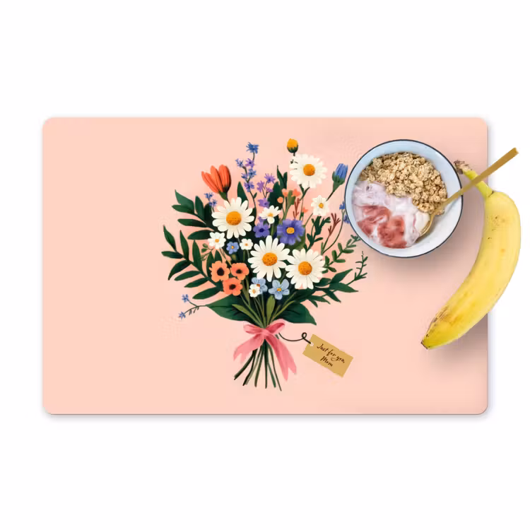 Margrieten - Boeket - Strikje - Roze Placemat vinyl groot -zzzproduct_Kitchenyeah-website