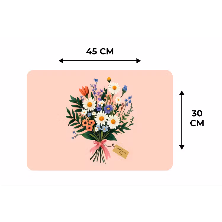Margrieten - Boeket - Strikje - Roze Placemat vinyl groot -specs
