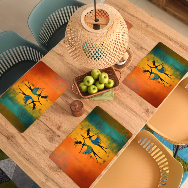 Dansen - Vrouwen - Verfstructuur Placemat vinyl groot -zzsfeer5_Kitchenyeah-website