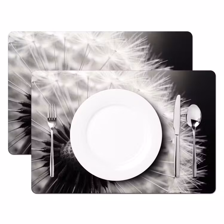 Paardenbloem - Zwart - Wit Placemat vinyl groot -zzsfeer2_Kitchenyeah-website
