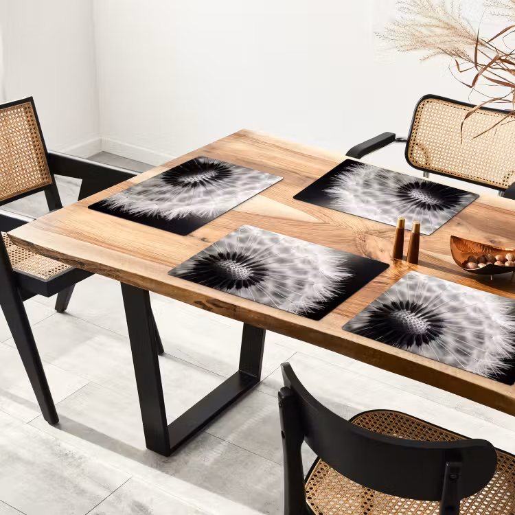 Paardenbloem - Zwart - Wit Placemat vinyl groot -zzsfeer4_Kitchenyeah-website