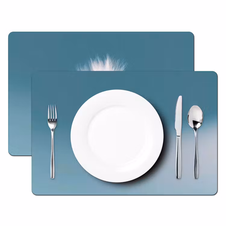 Paardenbloempluisje - Blauw - Lucht Placemat vinyl groot -zzsfeer2_Kitchenyeah-website