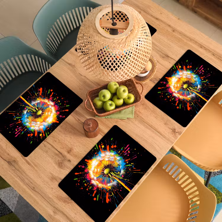 Paardenbloem - Graffiti - Kleurrijk - Bloemen - Natuur Placemat vinyl groot -zzsfeer5_Kitchenyeah-website