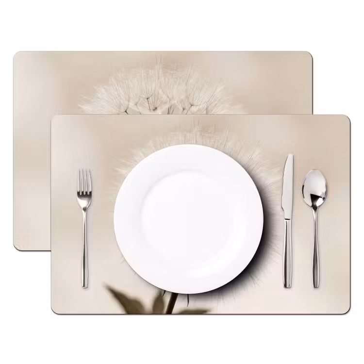 Paardenbloem - Minimalistisch - Wit Placemat vinyl groot -zzsfeer2_Kitchenyeah-website